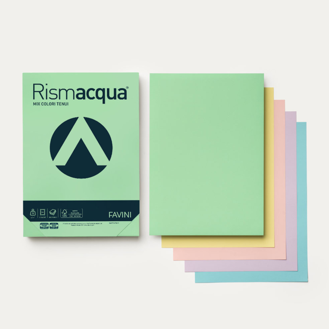 Carta colorata Favini Rismacqua colori tenui 90 g/m² A4 mix 5 colori - immagine 3